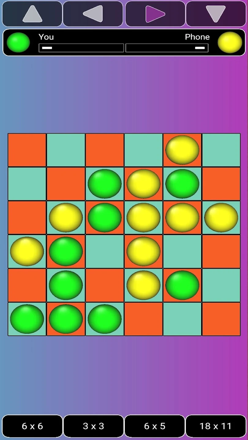 Corners match with gradient balls on an orange and mint board