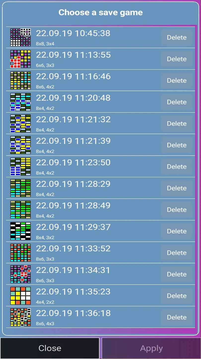 List of saved Corners matches